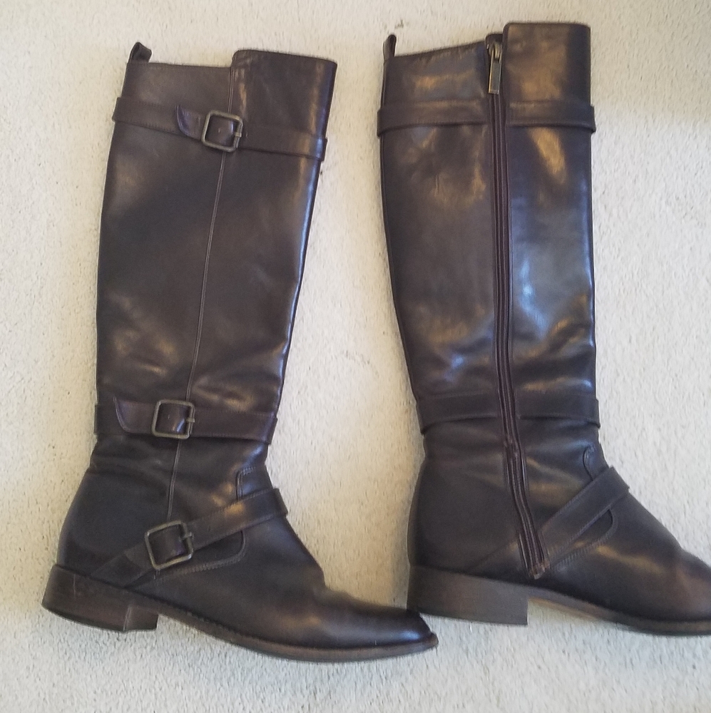 Manolo Blahnik Brown Leather Riding Boots Sz38.5